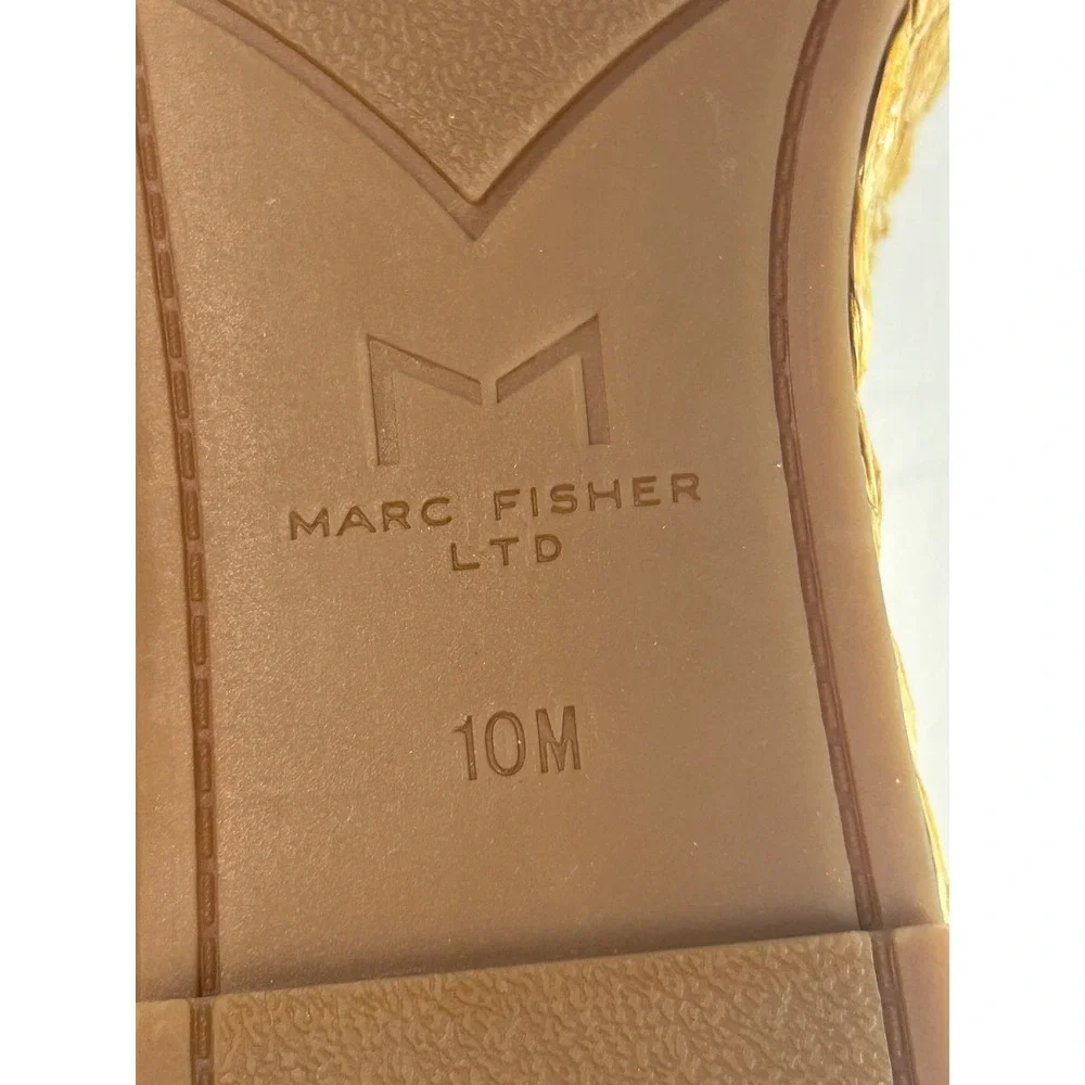 Marc Fisher LTD Dalary Platform Sandals Women 10 White Leather Espadrille Wedge